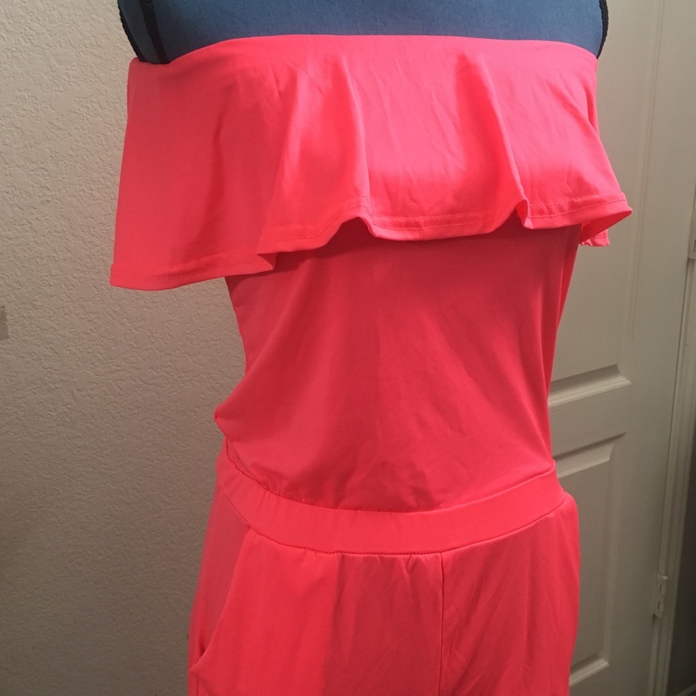 Hot Pink Strapless Romper